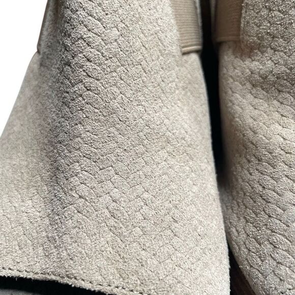 Eileen Fisher Womens Vero Cuoio Suede Peeptoe Wedges 9 Tan Herringbone Elastic - Picture 12 of 15